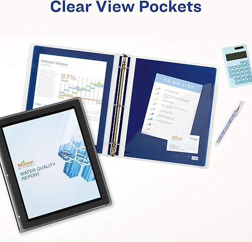 Miniatura 5 de Avery Flexi-View - Carpeta de 3 anillas, anillos redondos de 1 pulgada, 1 carpeta azul marino (17685)