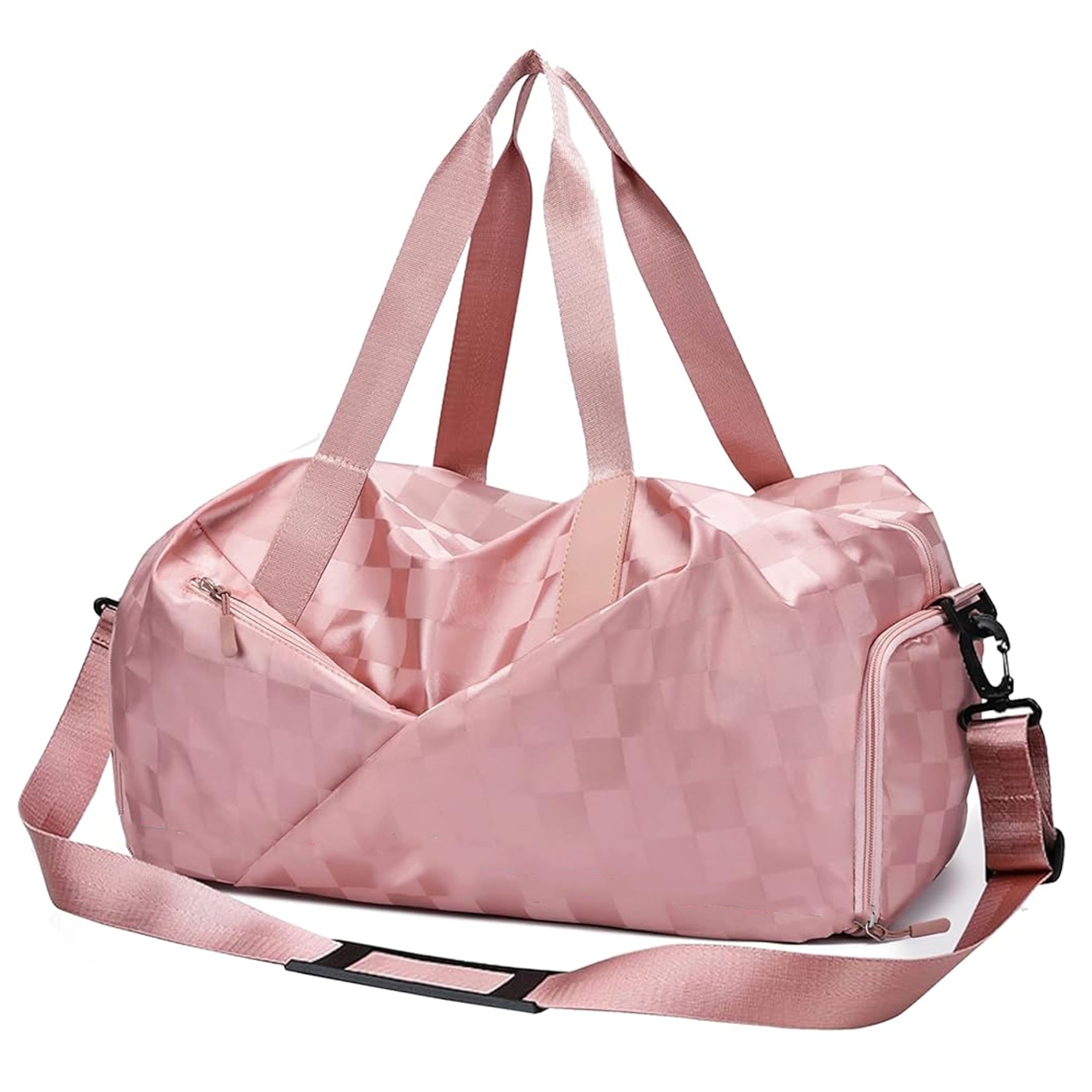 storite Nylon 41 cm Travel Duffle Bag for Women Foldable Sports Gym Shoulder Handbag Carry Weekender Overnight Luggage Bag with Shoe and Wet Clothes Compartments (Pink,41x25x23 cm)-picture-54