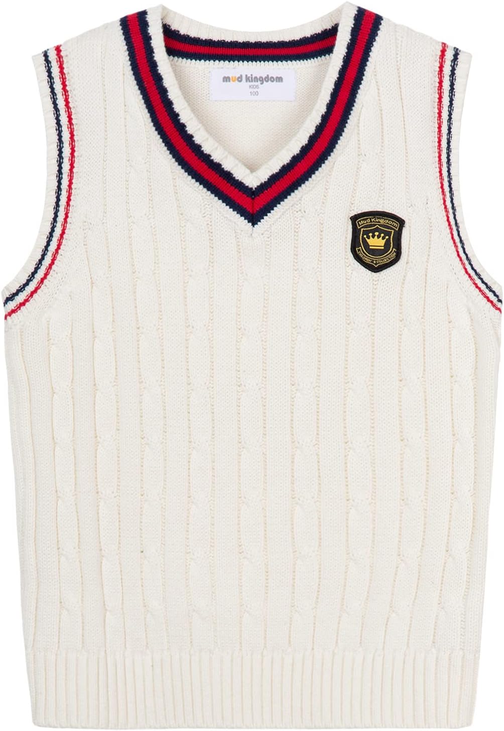 Mud Kingdom Boys and Toddlers' Uniform Cotton V-Neck Sweater Vest Knitted School