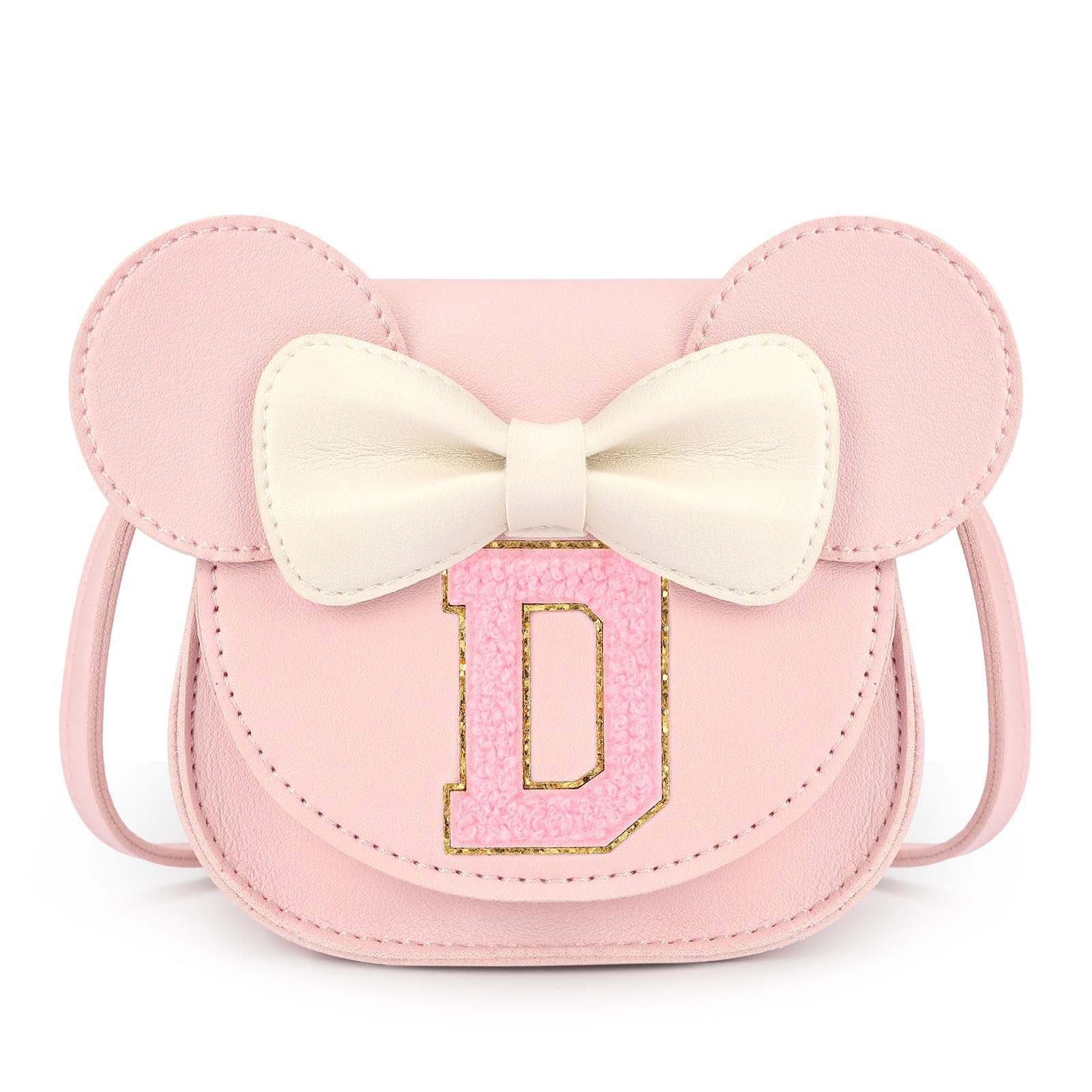 mibasies Toddler Purse Girl Gifts: Girls Birthday Gifts for 3-8 - Toys for Ages 2-4 Girls Mouse Ears Purse, Pink, Letter D