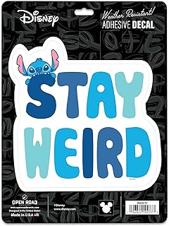 Disney Lilo and Stitch Stay Weird Adhesive Vinyl Decal - Fun Stitch Sticker for Car - Gift for Disney Fans
