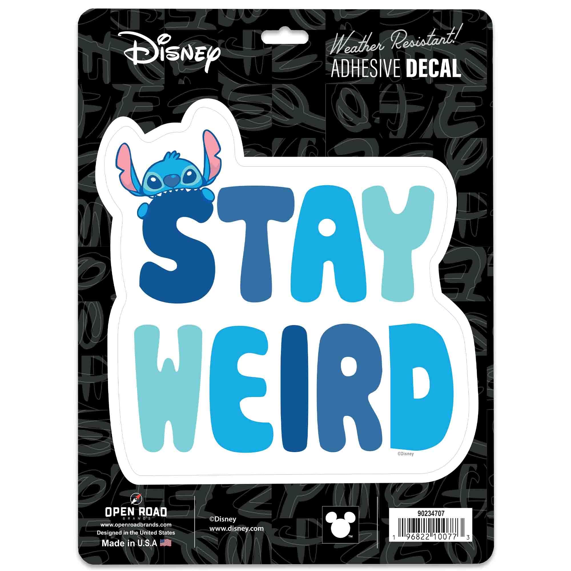Disney Lilo and Stitch Stay Weird Adhesive Vinyl Decal - Fun Stitch Sticker for Car - Gift for Disney Fans