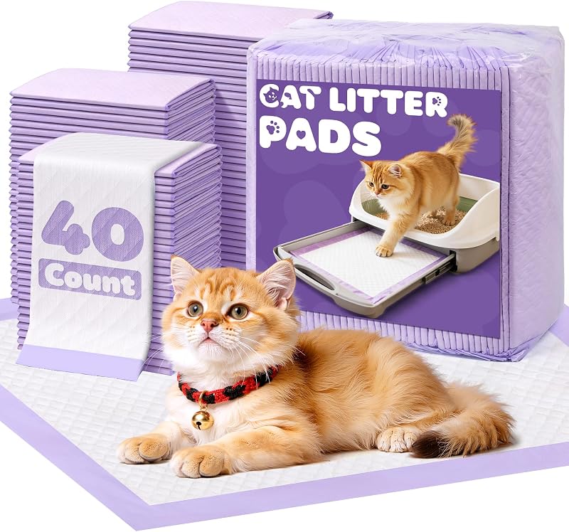 Tapetes higiênicos descartáveis para caixa de areia de gatos Powools 900 g, 30,48 x 44,45 cm, Pacote com 40