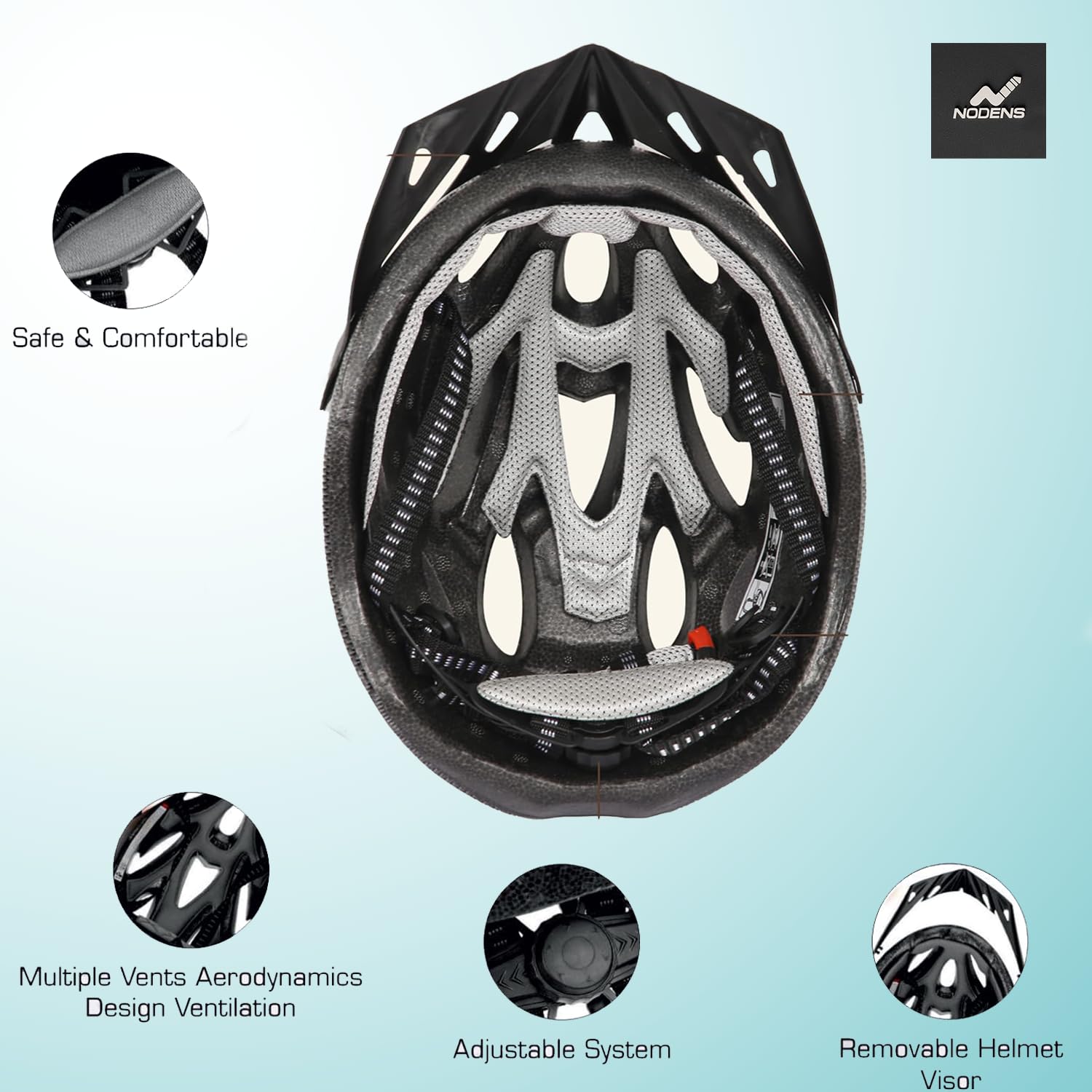 Nodens Cycle Helmet for Cycling Helmet for Men Helmet (Black/Yellow, L) 1