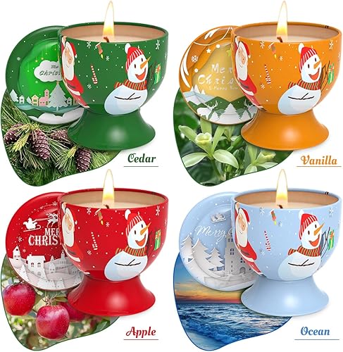 Miniatura 10 de Juego de regalo perfumado decorativo de cera de soja pequeña de 4.4 onzas, velas de aromaterapia de vainilla y jazmín y rosa para mujeres amigas, 2