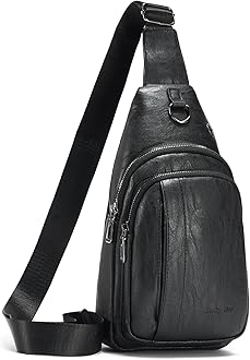 Seoky Rop Sling Backpack for Men Sling Bag Crossbody Shoulder Bags Travel Bag Purse with Water Resistant Black