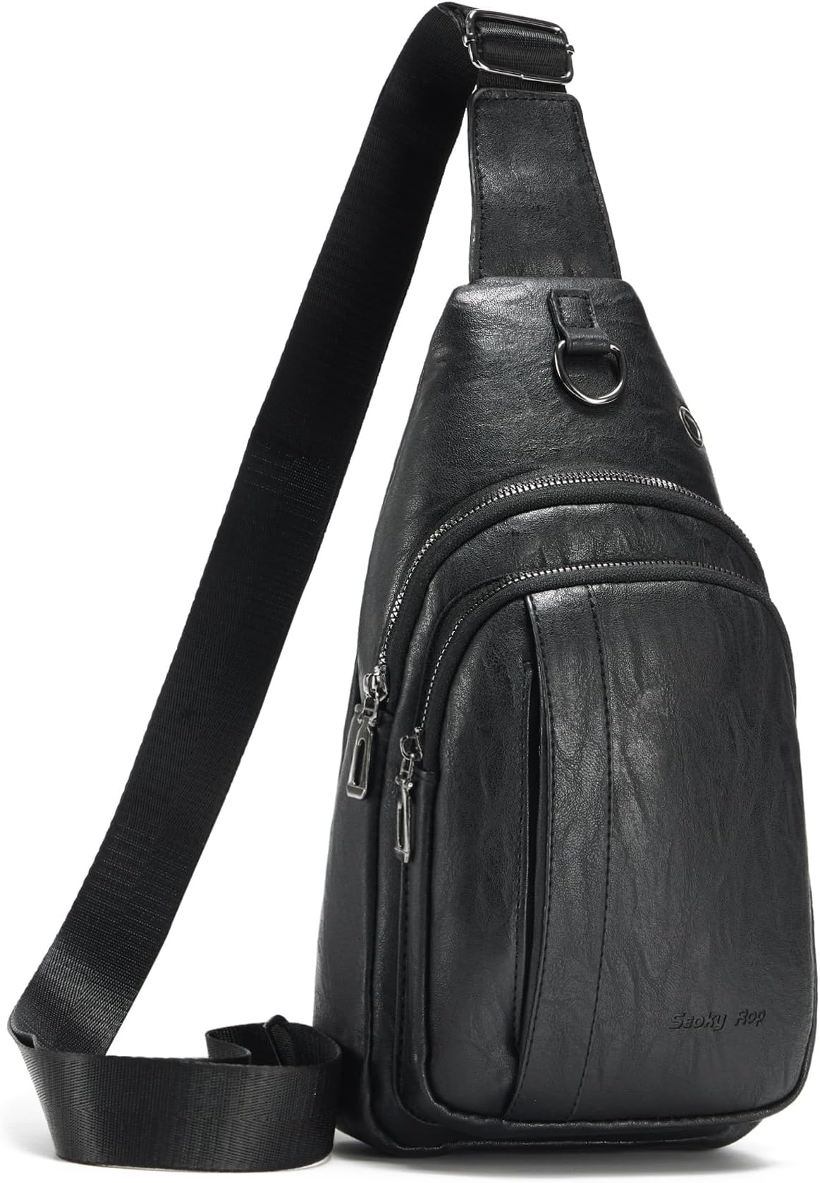 Seoky Rop Sling Backpack for Men Sling Bag Crossbody Shoulder Bags Travel Bag Purse with Water Resistant Black