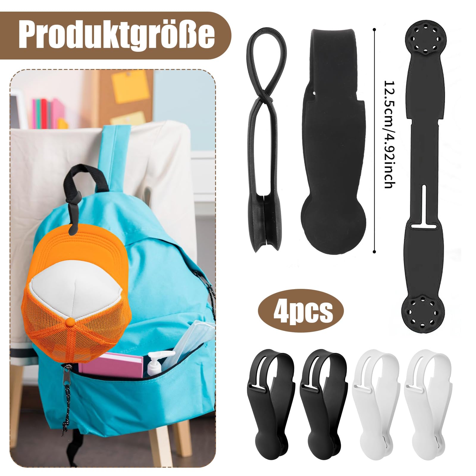 Clip per asciugamani in silicone, clip magnetiche, 4 (nero + bianco)