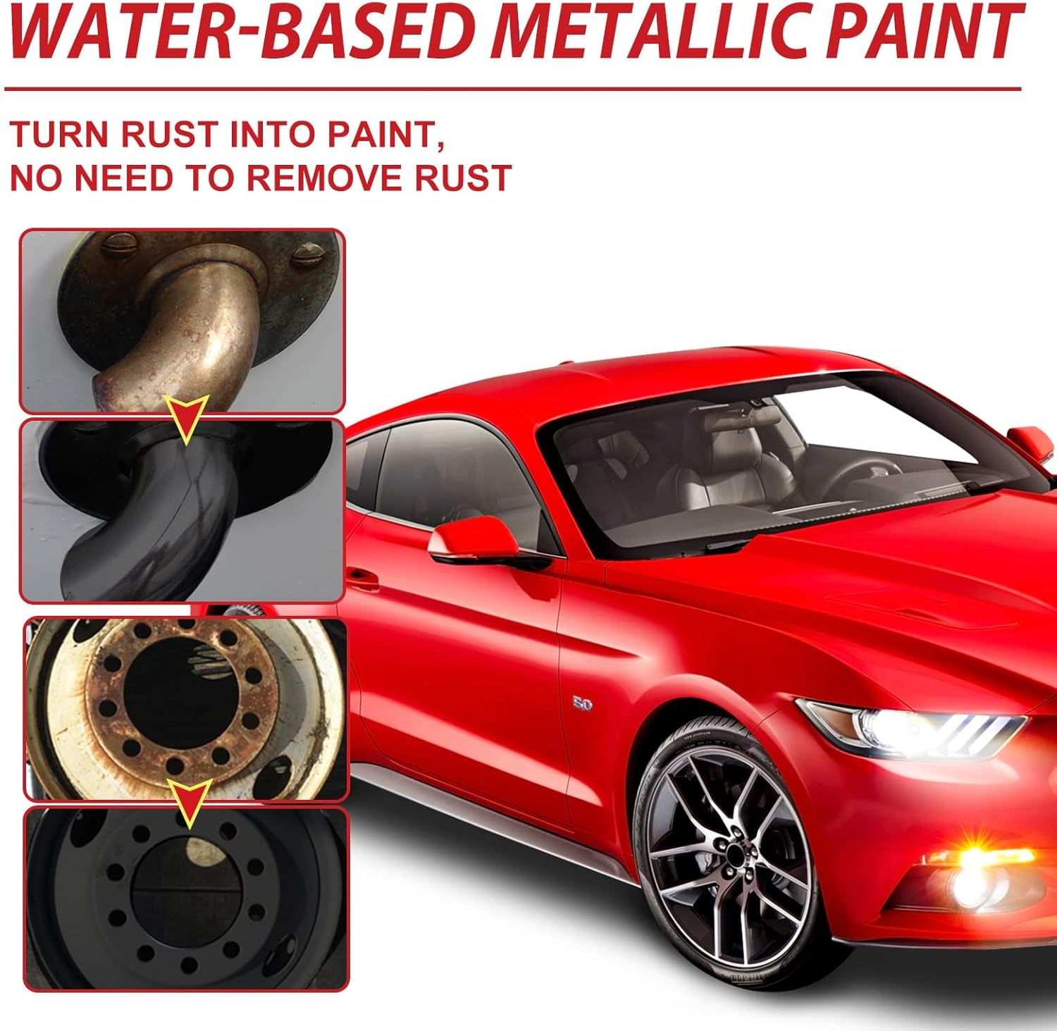 Rust Renovator - Rust Remover for Metal, Rust Converter for Metal, Rust Removal Converter Metallic Paint with Brush, 300g / 10.6 Oz (Pack of 2, Black)