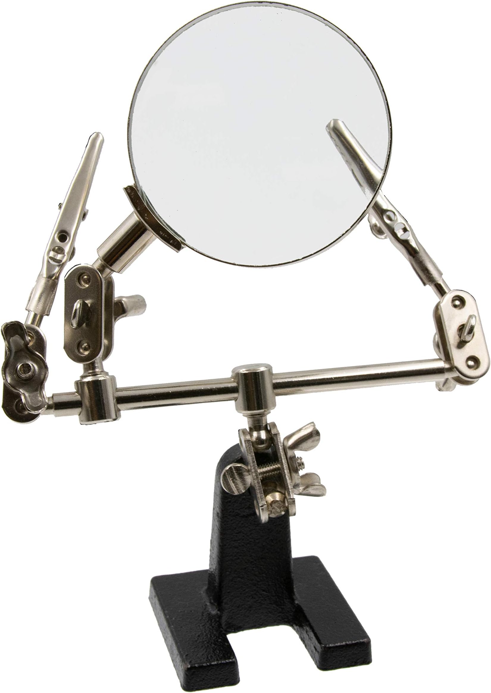 Crafts Helping Hand Magnifier – Adjustable 4X Magnifying Glass on Metal Base with 2 Adjustable Alligator Clips –Designed for Soldering, Crafting and Small Precision Projects