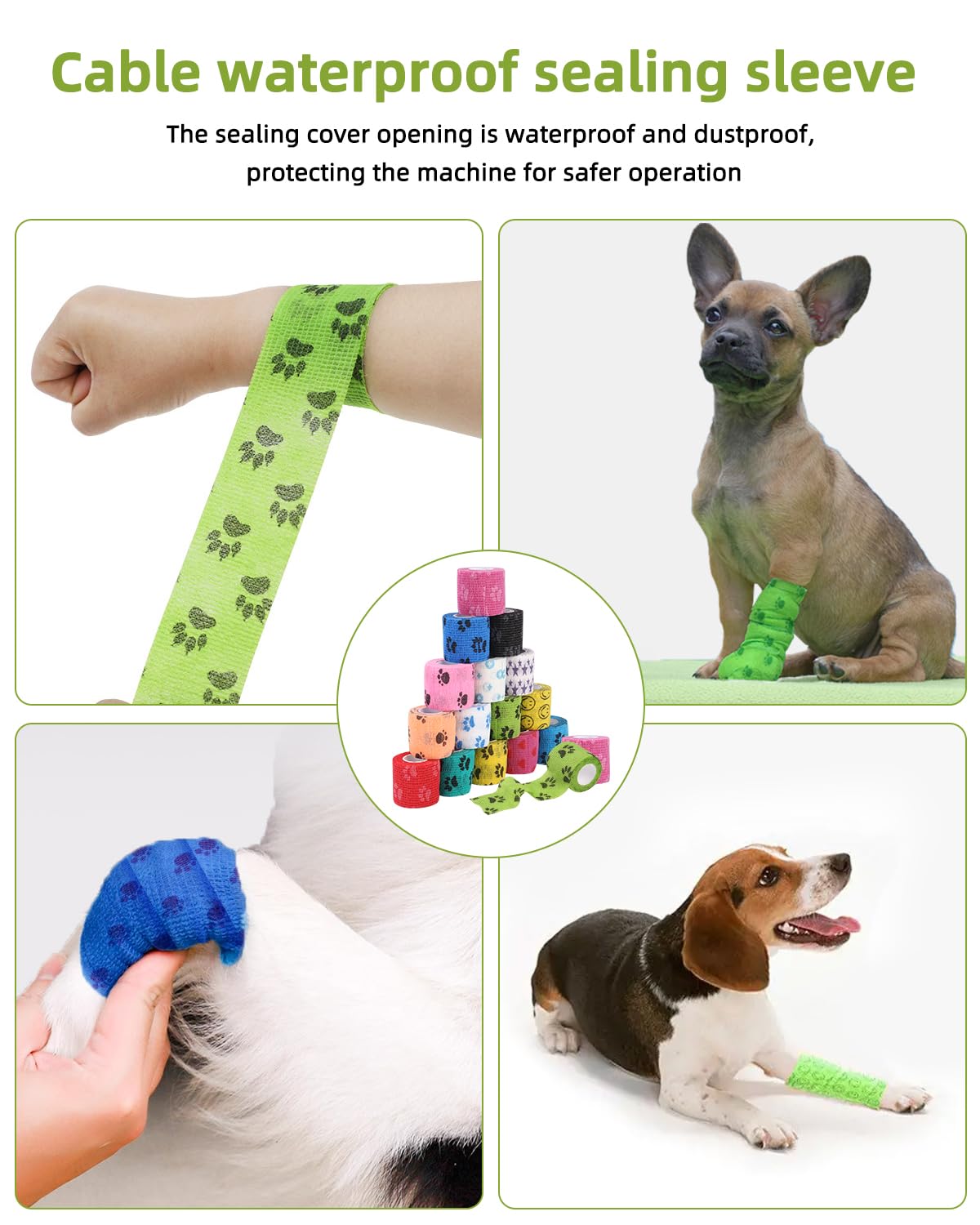 16PCS Pet Bendaggio Coesivo Benda Elastica Autoadesiva per Animal,Colore Benda Elastica,Caviglia Animali Domestici/Atleta/Ferito,Non Tessuto Bendaggio Fasciatura,Coesive Bendaggio Elastico Mani