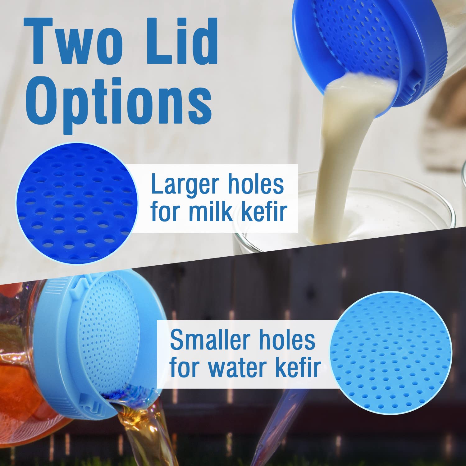Buy [2 Sizes] Kefir Mason Jar Strainer Lids for Making Kefir With No