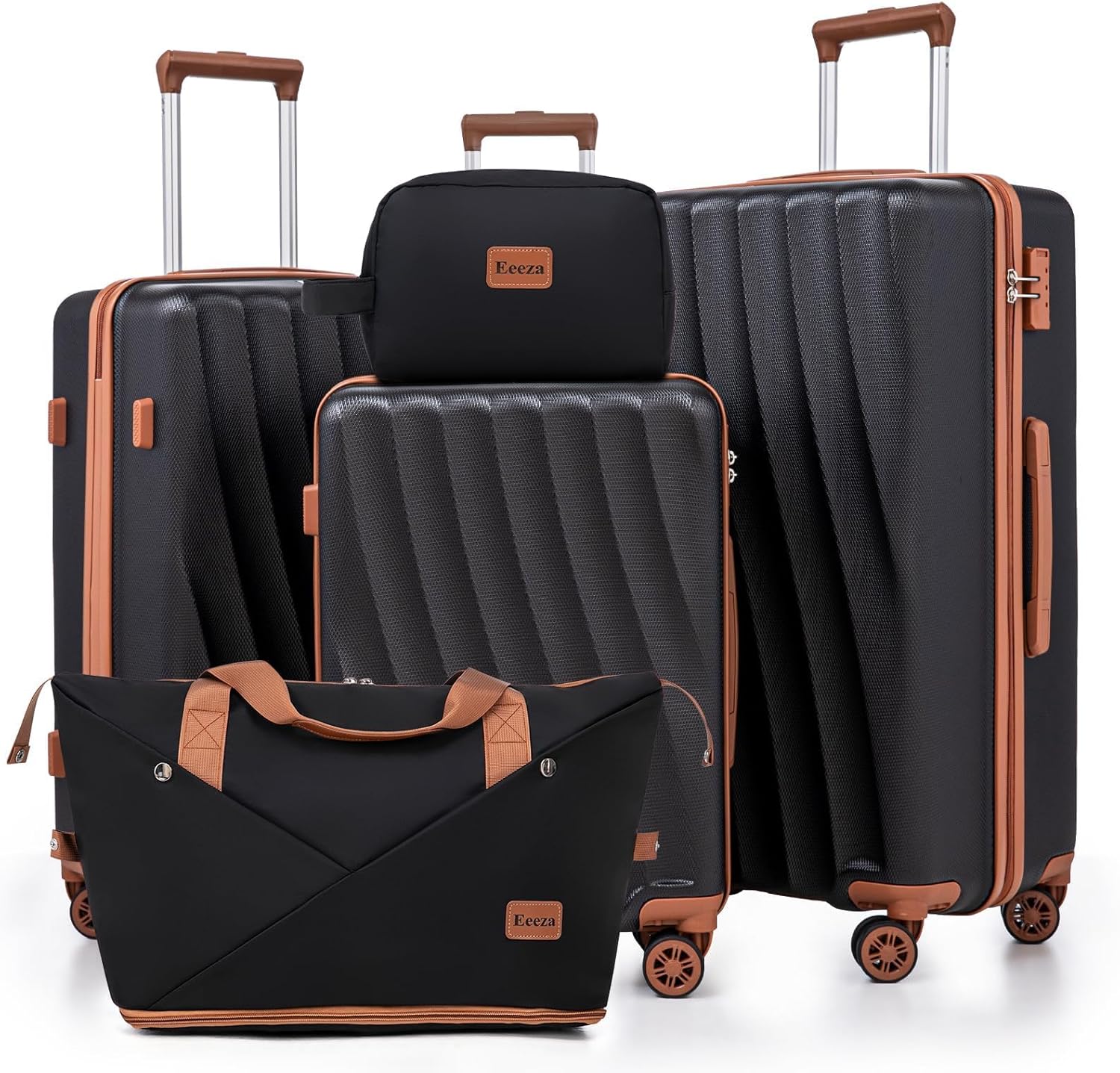 Luggage Sets 5 Piece Suitcases with Wheels,ABS Hard Case Suitcases with Spinner Wheels,Durable Travel Luggage(Black, 5 Piece Set(20"/24"/28")) Black 5 Piece Sets (20/24/28/DB/TB)