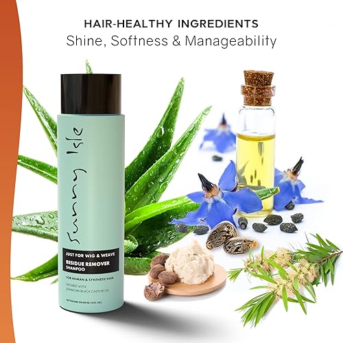 Miniatura 6 de Sunny Isle Champú removedor de residuos Just for pelucas, tejidos, trenzas y extensiones, 12 onzas, para cabello sintético y natural, aloe vera,