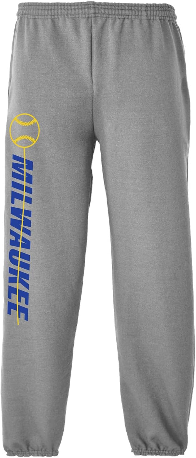 Wally's Custom Apparel Milwaukee Sweatpants Metro Series Gray Fleece with Pockets Men's Small - 2XL