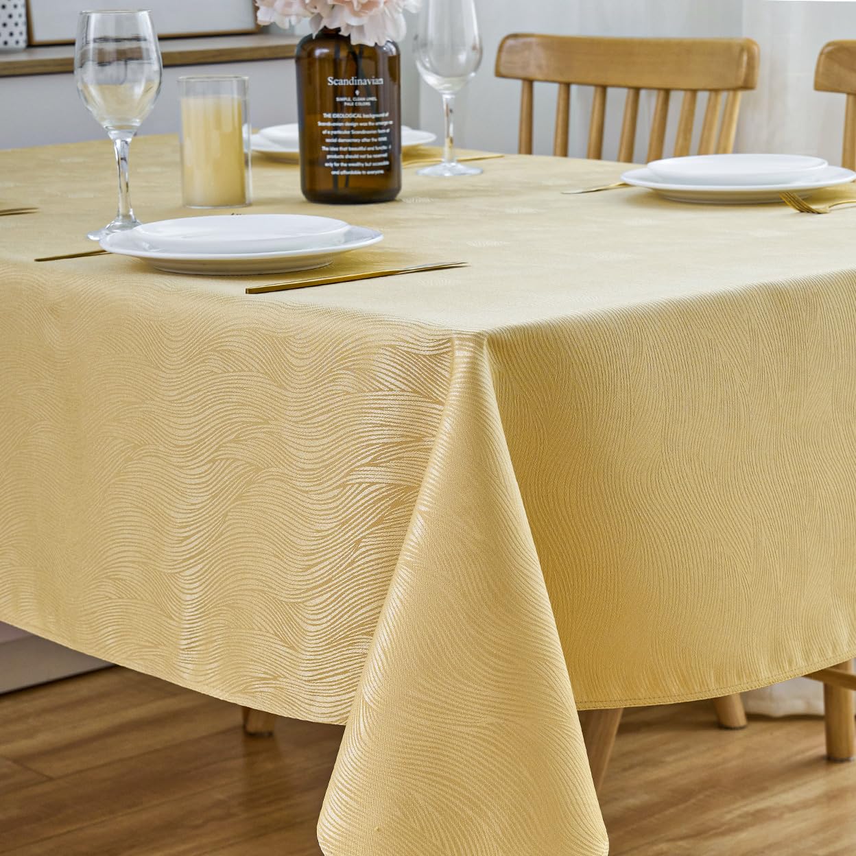 SPRICA Jacquard Tablecloth Water Resistance Solid Colour Heavy Weight Soft Table Cover, Machine Washable, Rectangle 210x150cm - Image 4