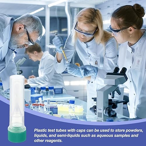 Miniatura 5 de PATIKIL Tubos de ensayo de plástico de 0.0 fl oz, paquete de 200 tubos de ensayo congelados transparentes, tapón de rosca graduado para