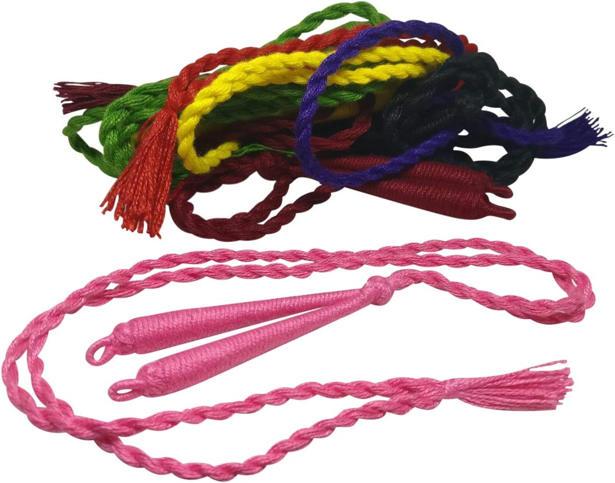 Aumni Crafts Handmade Jewellery Necklace Making Cotton Dori Back Rope Braided Cord 18inch Long 1cm Thick Cord Assorted Colors (Pack of 10 Pieces)