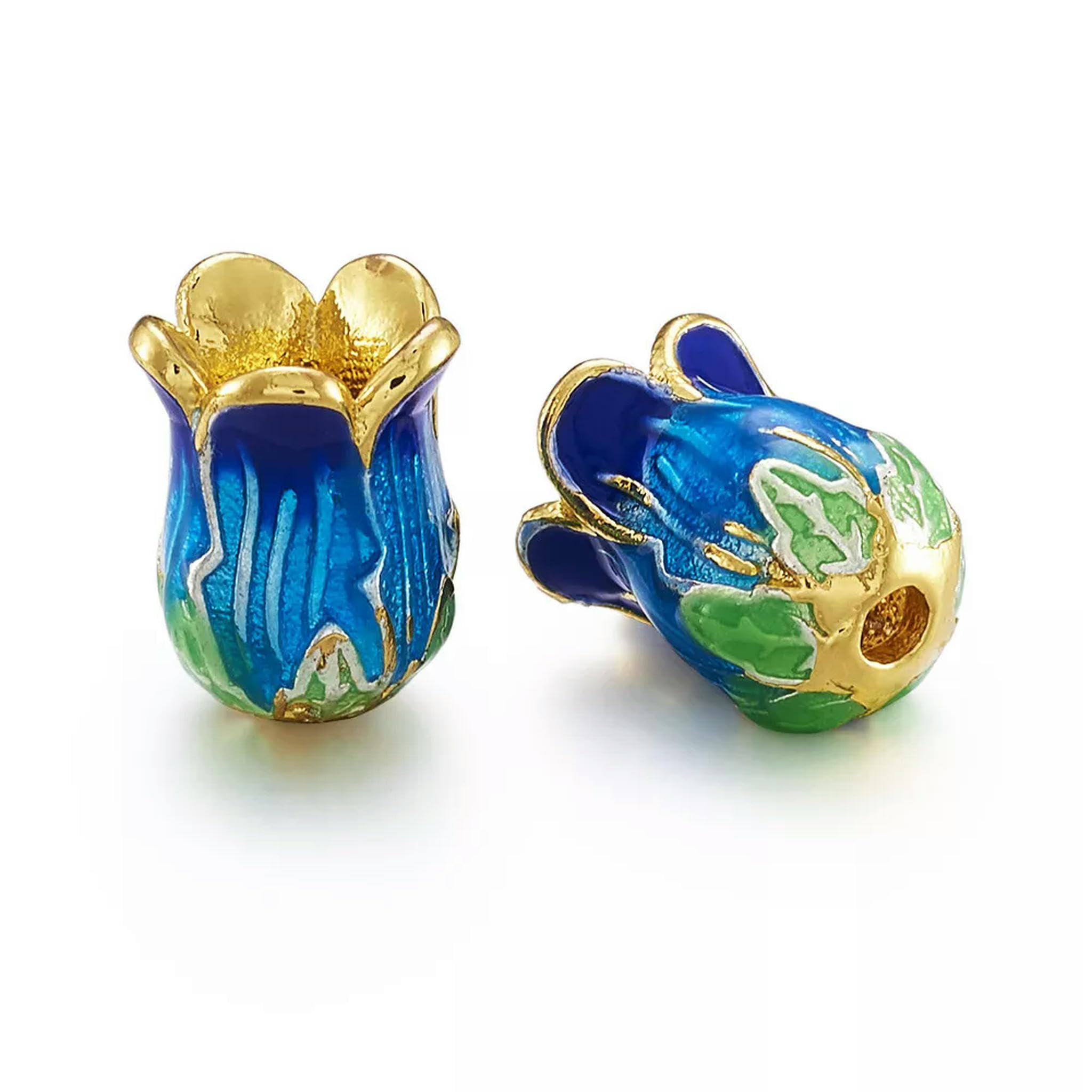 25 Piezas de Tapas de Cuentas de Flores de Esmalte de latón únicas en Tono Dorado, Accesorios de 5 pétalos para Manualidades, 14 mm (predeterminado)