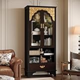 Timechee Modern Book Shelf with Drawers, 72