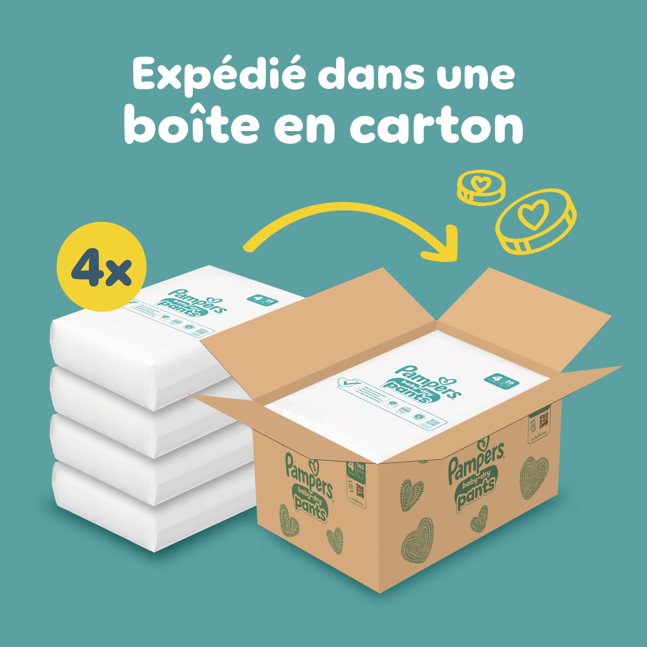 Pampers Baby-Dry Pants Couches-Culottes Taille 4 x140 Pack 1 Mois