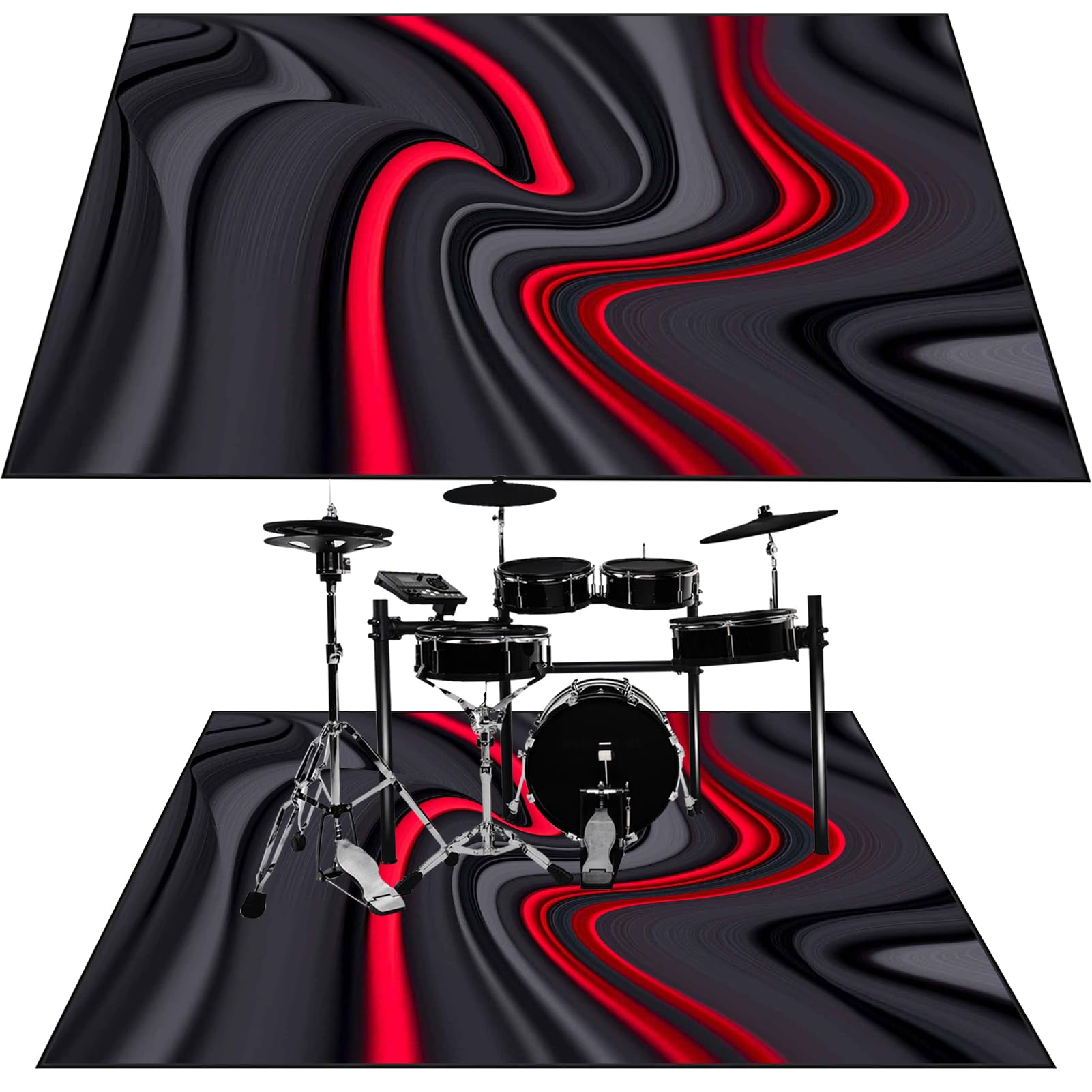 Schlagzeugteppich Drum Teppich Elektrisches Schlagzeug Teppich Professionelles rechteckiges Schallschutz Trommelmatte Music Carpet Innen und Außen Trommelteppich für Studio Wohnung 180 x 160 cm