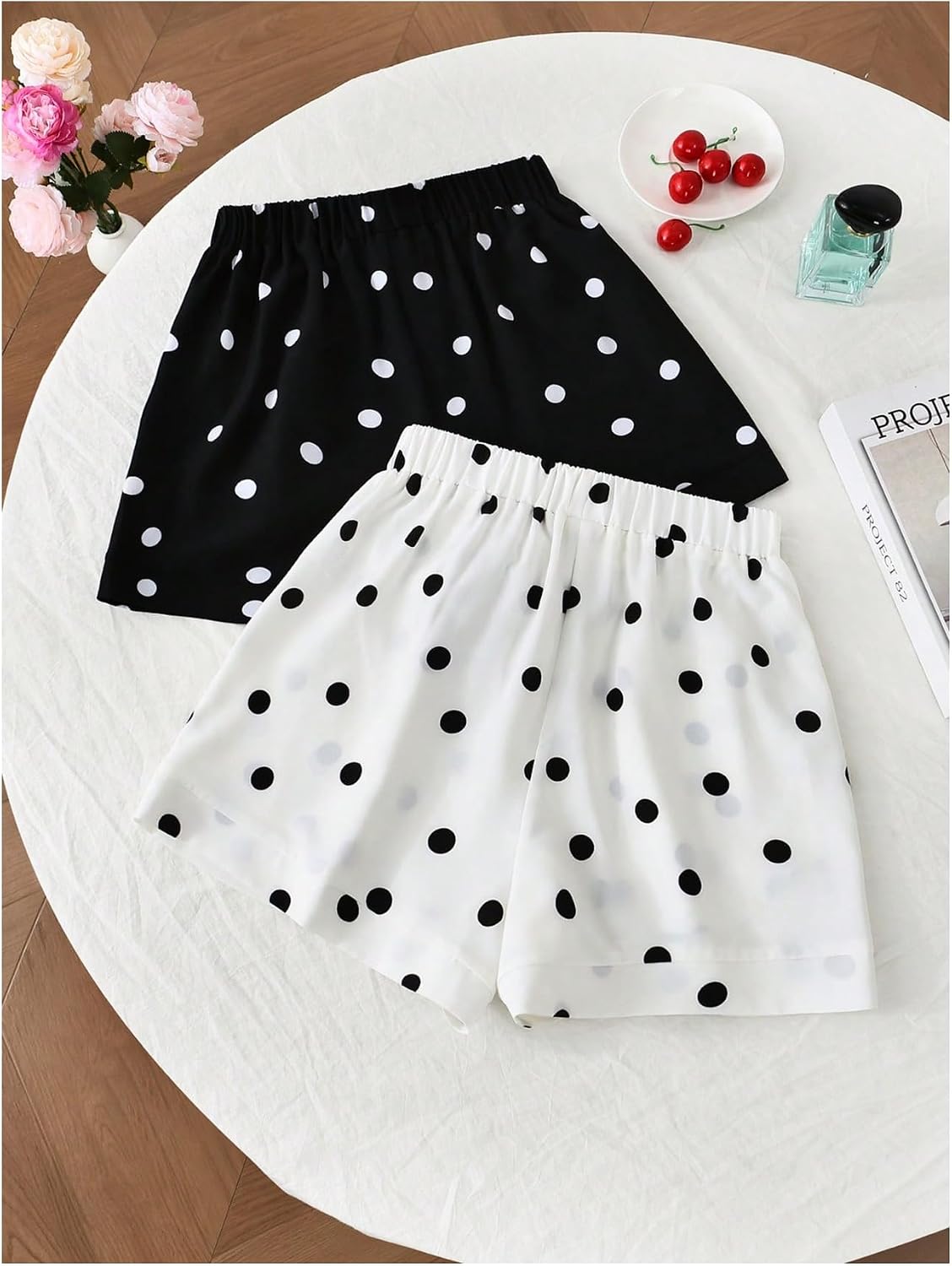 SHENHE Women's 2 Pack Polka Dots Shorts Summer Casual Shorts with Pockets