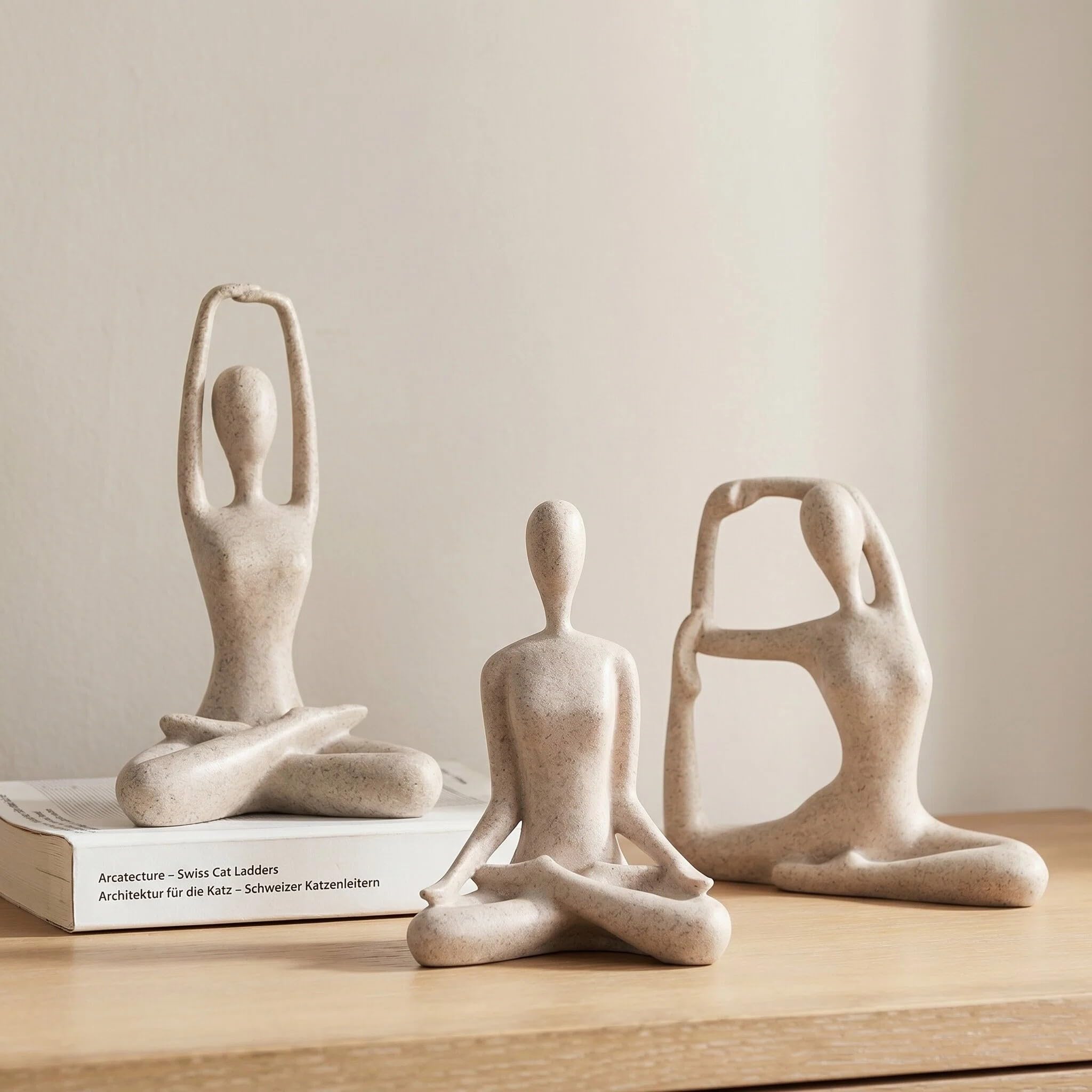 Amazon.com: Ni-JASW Sandstone Yoga Figurines Statue Set of 3