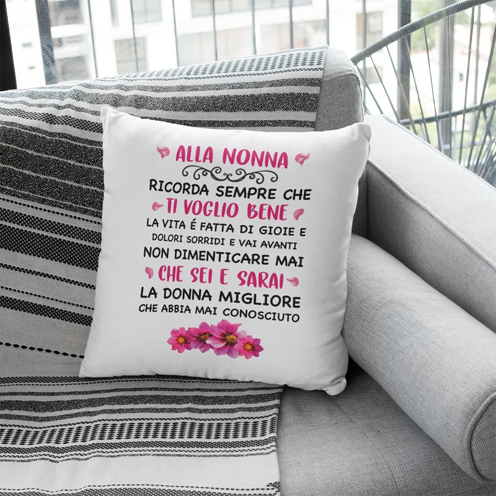 Vulfire Nonna Cuscino Regalo donna compleanno originale Idee Regali per lei per Natale festa dei nonni, Nonna migliore del mondo - con Imbottitura (40_x_40_cm)