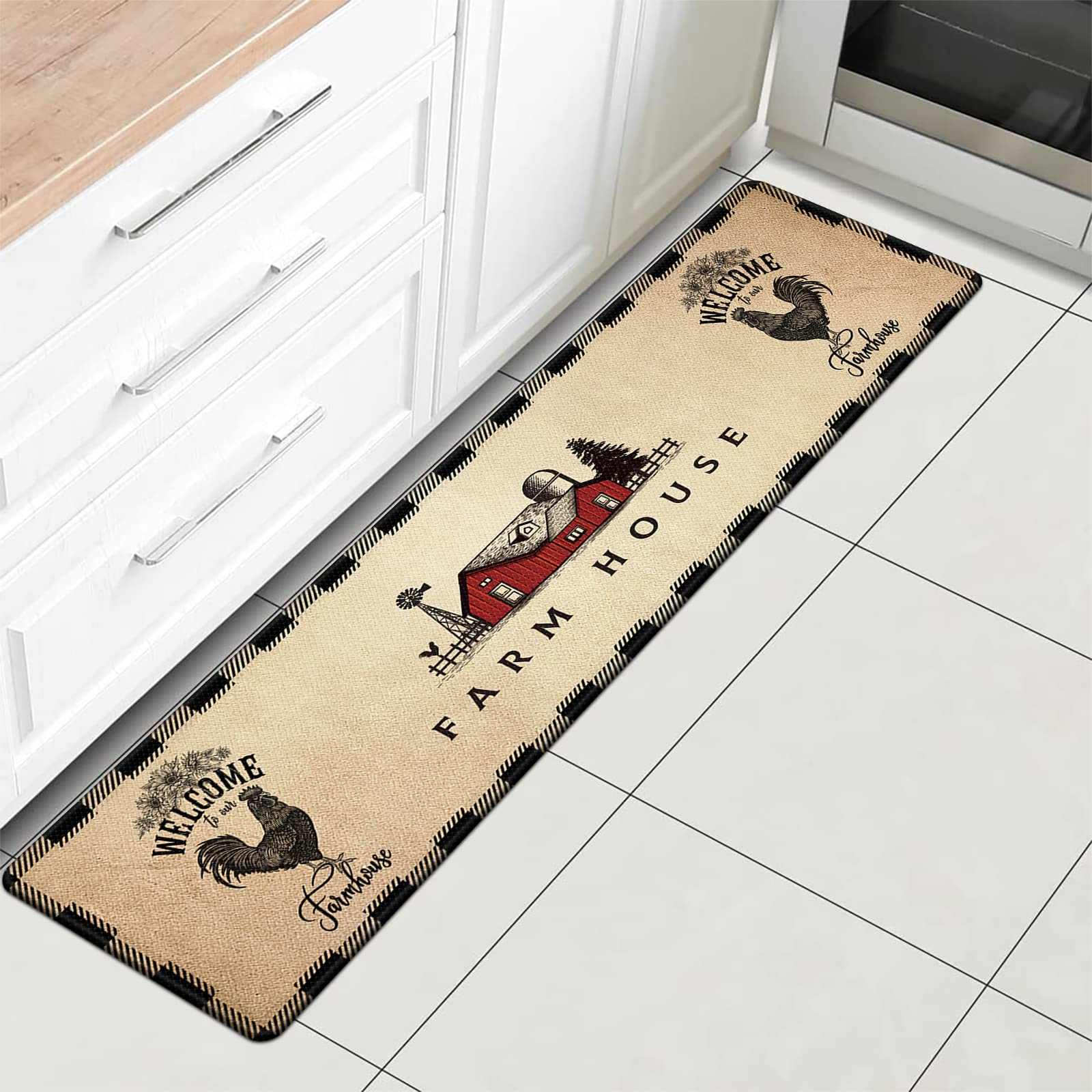 Photo 1 of AQQA Hallway Runner Rug 72" x17.7"Washable Farmhouse Area Rugs Non Slip Laundry Rug Runner Farm Floor Carpet Runners for Hallway, Kitchen, Bedroom, Living Room Xlyellow 17.7"x71"