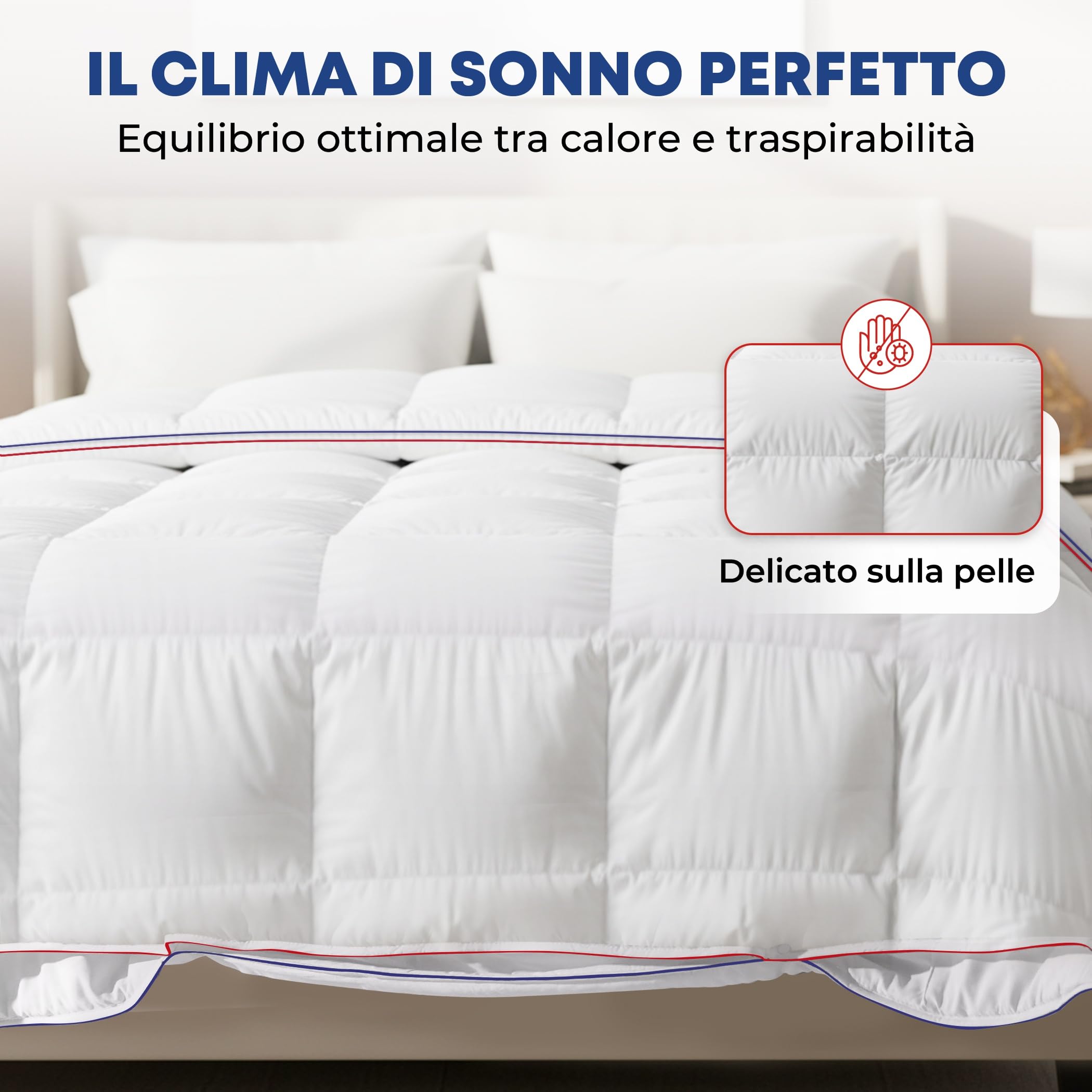 SLEEP COMFY Lusso 4 Stagioni Caldo Copriletto Grande 240 x 200 Trapunta Con 2 Pezzi Combinabili Per Tutto L'Anno, Coperta Invernale Per 2 Persone, Bianco