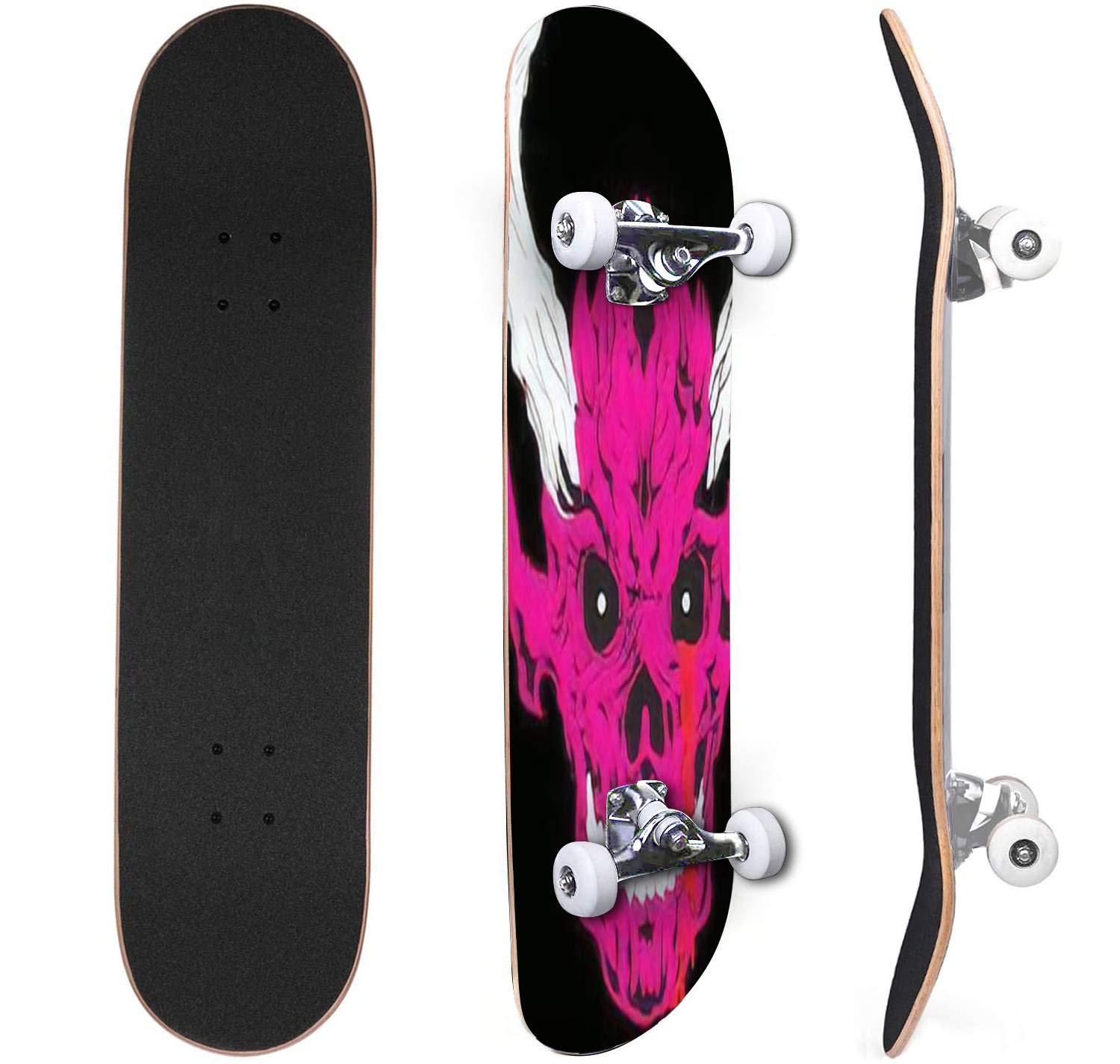 Classic Concave Skateboard Skeleton punk rock guitar player jumps Vector illustration Canadian Maple Trick Skateboards for Beginners and Professionals