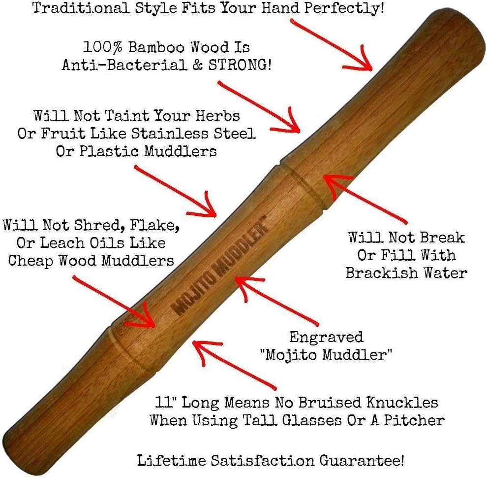 Crаzу Clеаrаnсе Mojito Muddler 11 Professional Grade Bamboo - Won’t Shred or Taint Like Other Cheap Muddlers (Bartenders Love It!) 100% Food Grade Materials