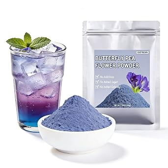 SXETBEAN Butterfly Pea Flower Powder | 3.5oz/100g Butterfly Pea Flower Tea Powder | Blue Matcha Powder | Blue Food Coloring for Cocktail, Smoothies, Baking, Lattes | No Add Sugar