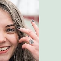 Vista 6 de Fidget Spinner Anxiety Rings for Women: Sterling Silver Lotus Moon Star Sunflower Ring Stress Relieving Calm Ring Jewelry Gifts for Daughter