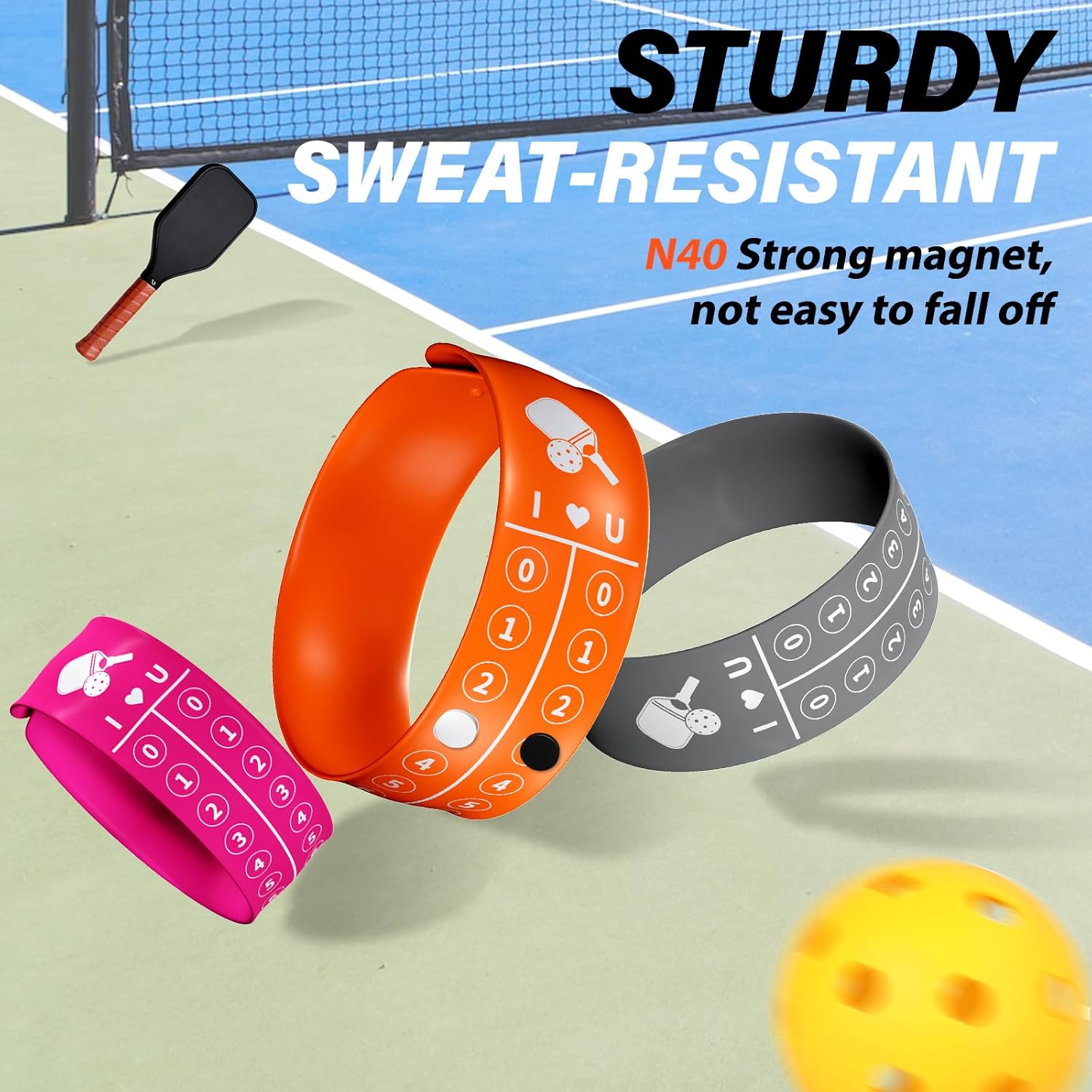 Pickleball Score Keeper, 8 Portable Scoreboard Counter Wristbands image 2