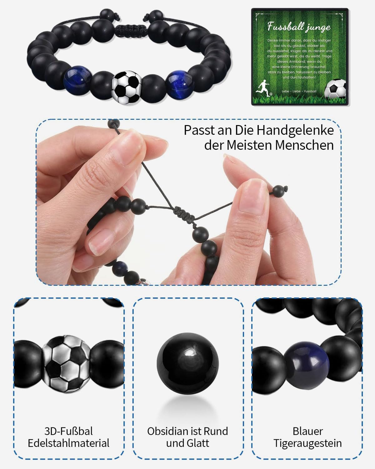 Pulsera de Fútbol para Niños 10-12 Años Regalo de Cumpleaños
