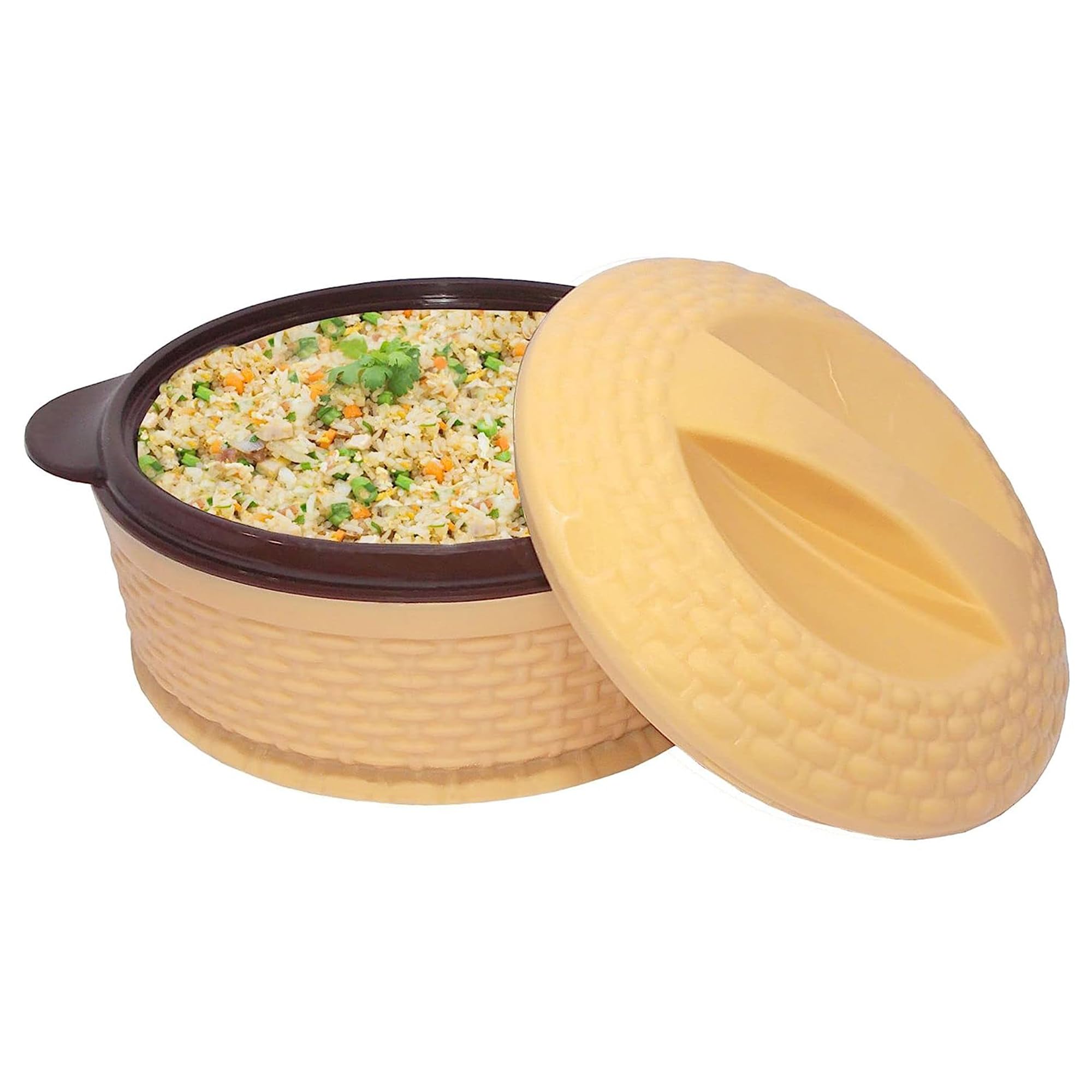 IDEAL PRIME Elegant BPA Free Double Wall Insulate Plastic Inner Steel Casserole 1200 ml | Airtight Hotpot Chapati Box Buffet Serving Dish Tableware Pack of 1 1