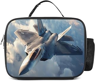 US Fighter Plane F-22 Raptor in Flight Lunch Tote Bag for Men Women Portable Durable Insulated Lunch Box Container