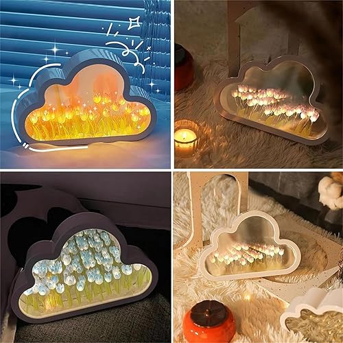 Vista 6 de Infinite Tulip Mirror - Espejo de pétalos infinitos, espejo de nube de tulipán infinito, espejo de tulipán infinito, espejo de tulipán de nube, luz