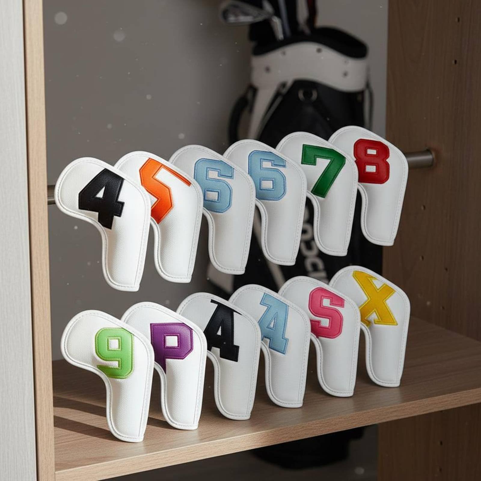 Baoblaze Fundas para Hierros de Golf Cubiertas Protectores Funda Cabezales Set Cobertura Total PU Impermeable Tacto Suave Identificación Clara Adecuado para