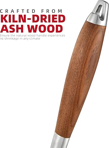 Miniatura 2 de Juego de herramientas de barbacoa de madera de fresno tratada térmicamente  Espátula, tenedor y pinzas de acero inoxidable extra gruesas, accesorios