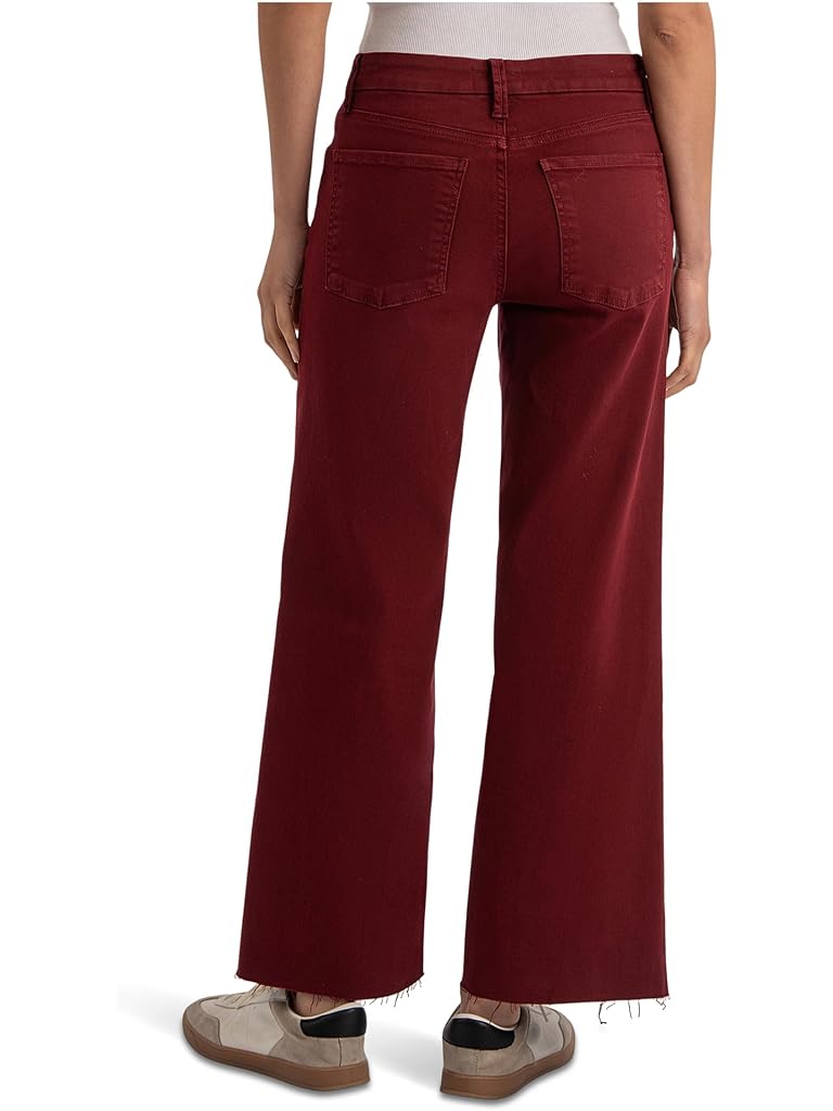 Red KUT from the Kloth Meg High-Rise Fab Ab Wide Leg Raw Hem