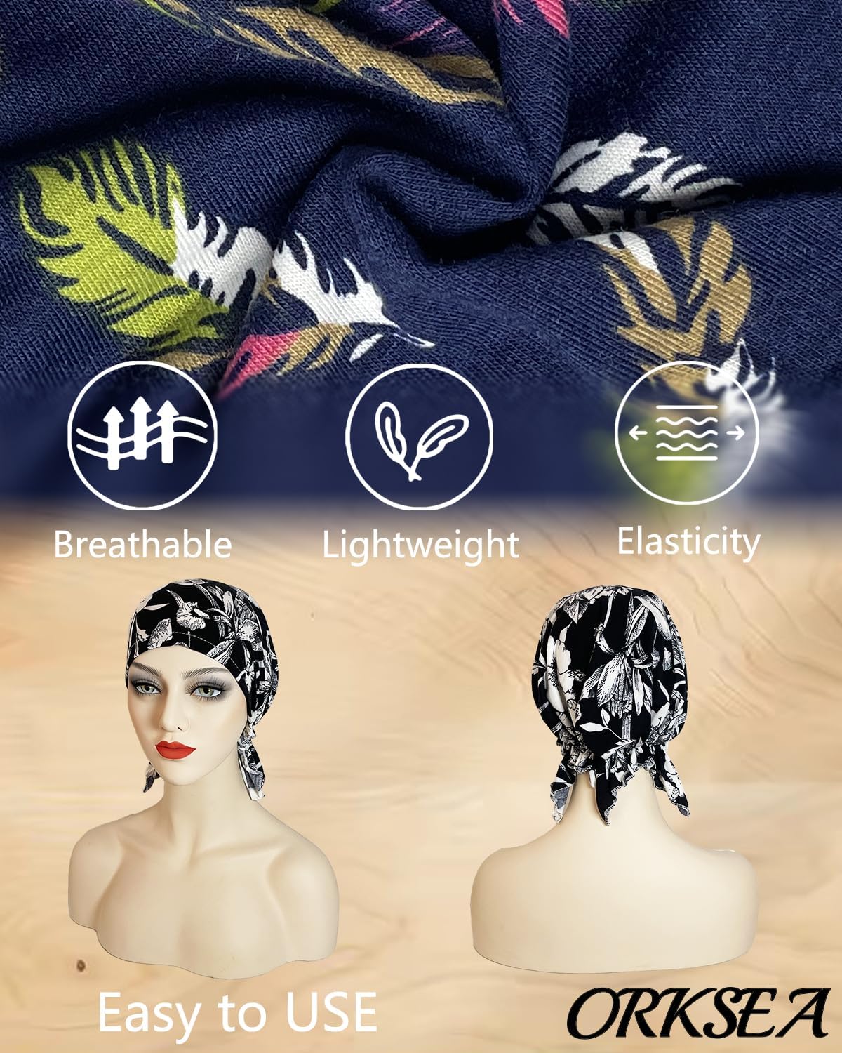 Chemo Headwear for Women Pre-Tied Head Scarf Slip On Headwraps Soft Turbans Cancer Hats Beanie Coverings Scarves - Image 3