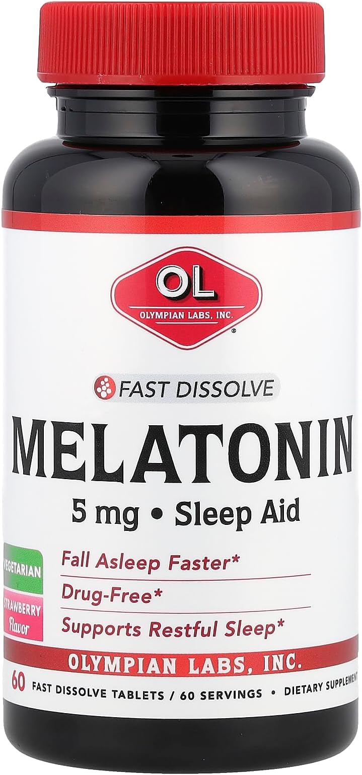 Olympian Labs Melatonin Fast Dissolve Supplement, 5mg Tablets, 60 Count