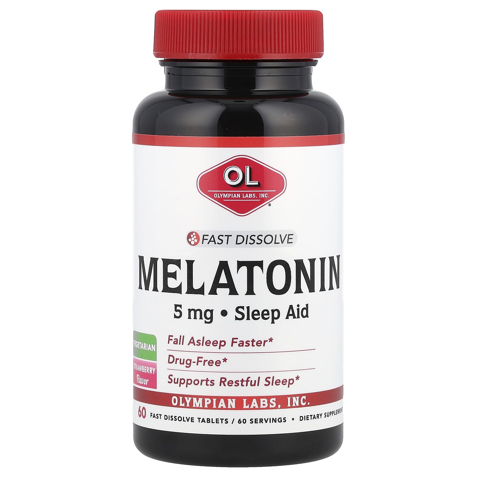Olympian Labs Melatonin Fast Dissolve Supplement, 5mg Tablets, 60 Count