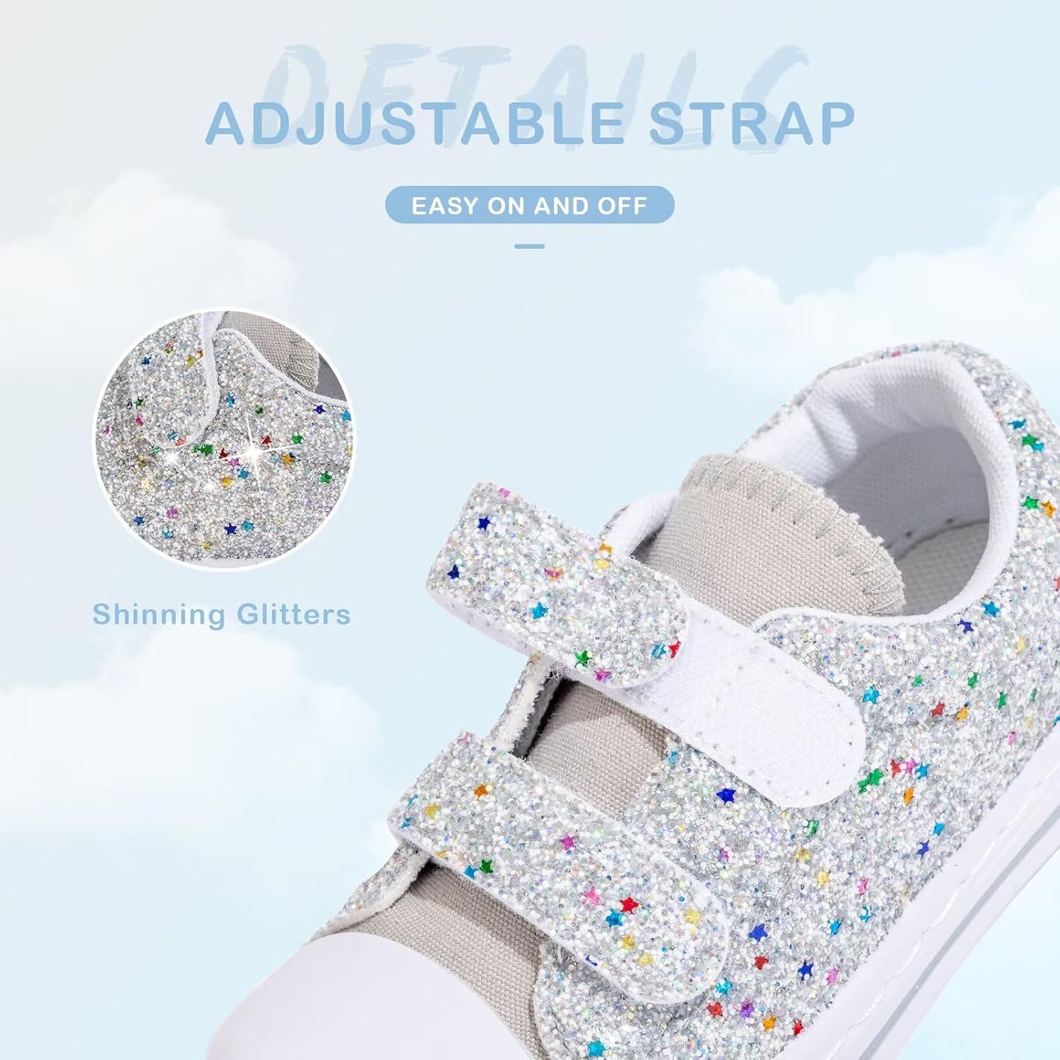 EUXTERPA Kids Toddler Sneakers Boys Girls Canvas Shoes Walking Sneaker with Easy Fasten Strap - Image 4