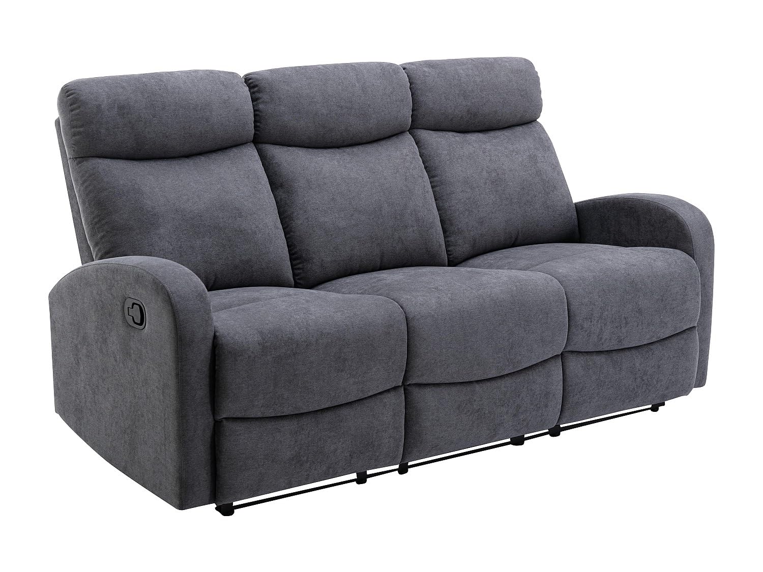 Vente-unique - Divano relax 3 posti Evelyn - poliestere - grigio | Meccanismo di relax manuale, Meccanismo relax manuale, Stile contemporaneo, Colori neutri