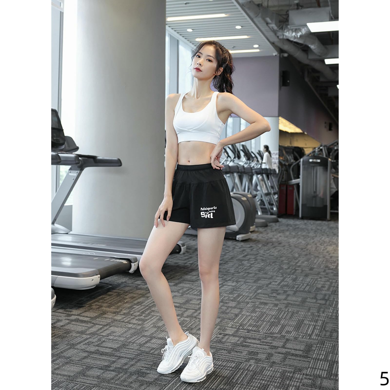 Short Femme Shorts Sportifs pour Les Femmes en Été, À Séchage Rapide Et Un Extensible Respirant Filles Coulant Fitness-Jaune-m