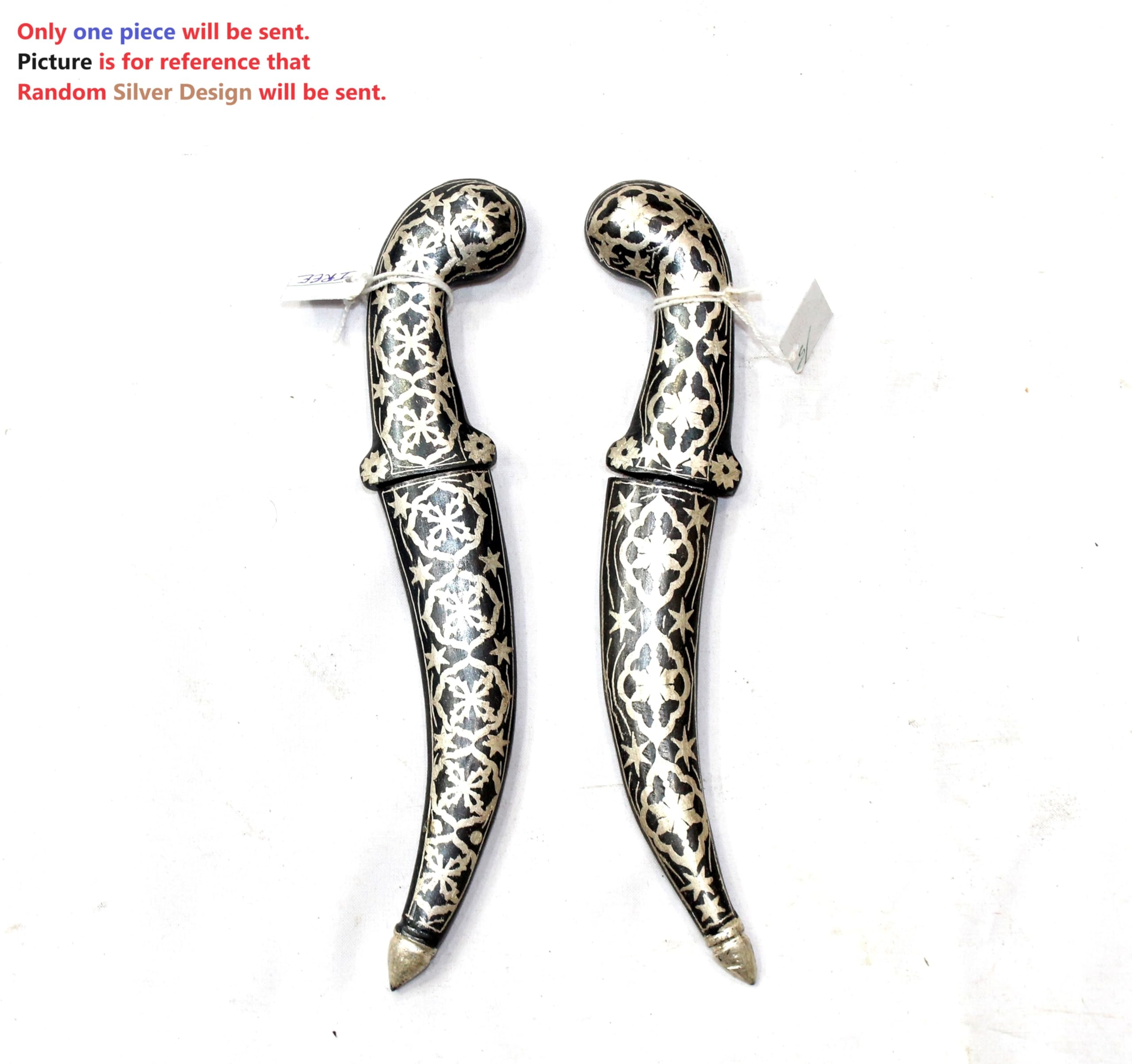 Rajasthan Gems 1Pc Dagger Knife Damascus Steel Blade Pure Silver Koftgari Inlay Mughal H553